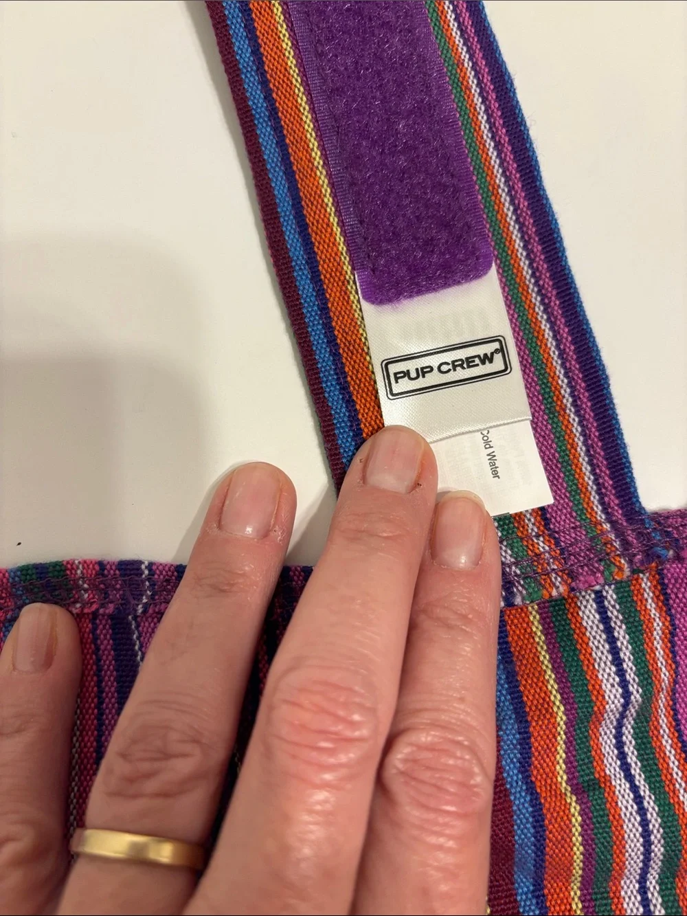 Striped Purple Multicolor Fringe Dog Poncho - M